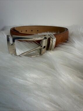 Adam Brown Leather Belt with Silver Buckle